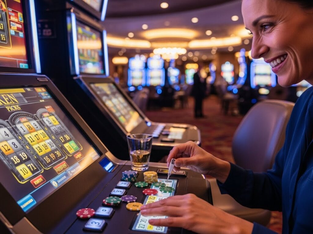 Excited person winning Keno using online game servers