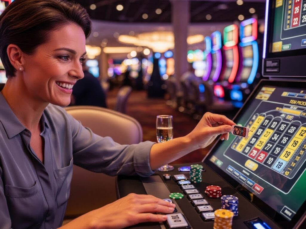 Happy casino player enjoying Keno via advanced game servers