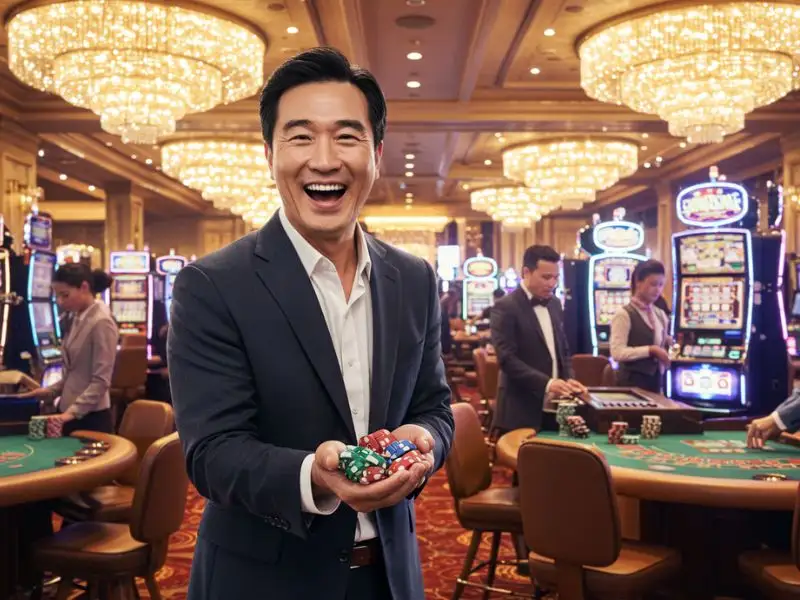 Man celebrating a big win on an online slot game at Gamer PH