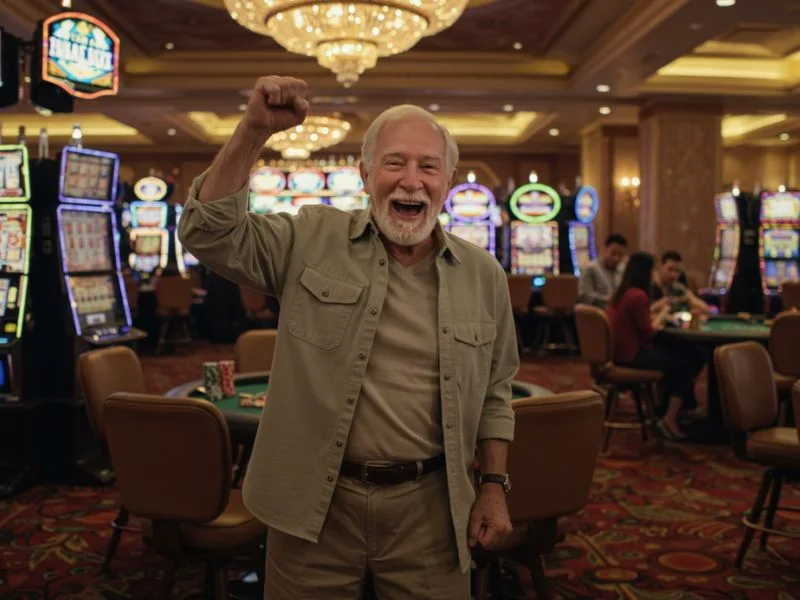 Man celebrating a big win in a slot game at Super Ace Casino