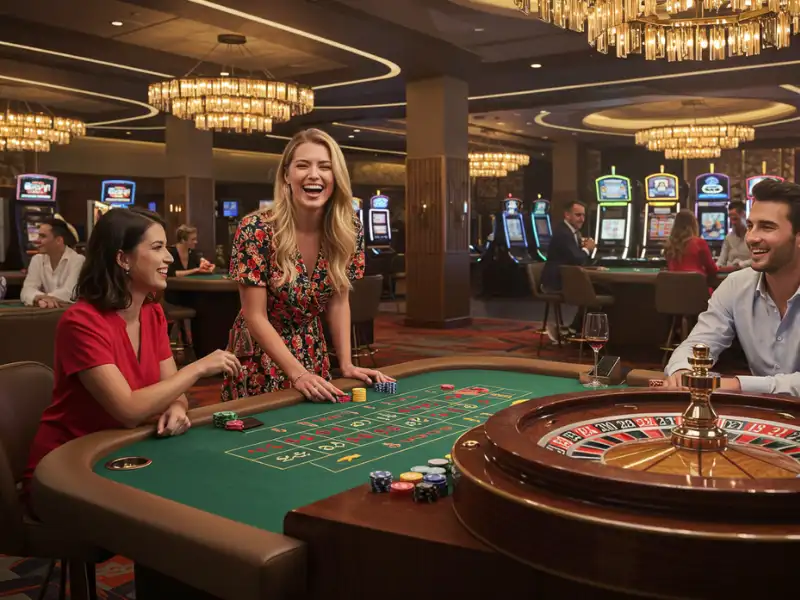 Super Ace: Happy woman enjoying roulette and poker games online