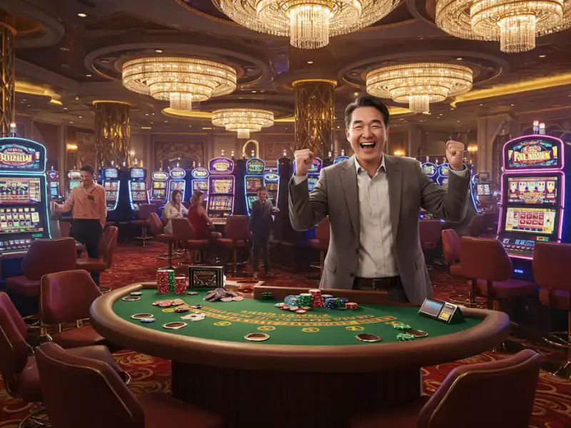 Super Ace: Happy man celebrating a poker win online