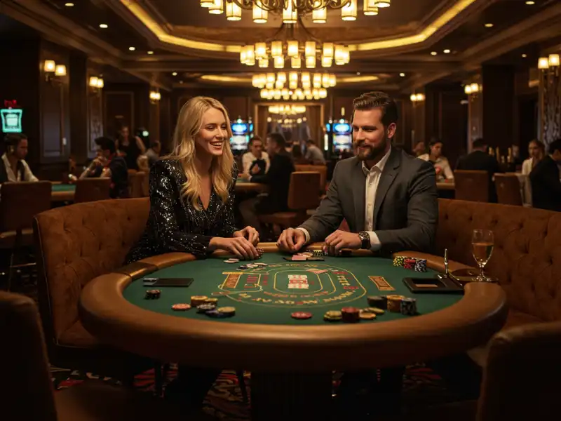 Happy couple playing a Jili free card game online