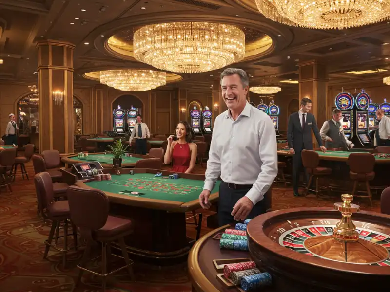 Happy man playing poker at Crazywin Casino