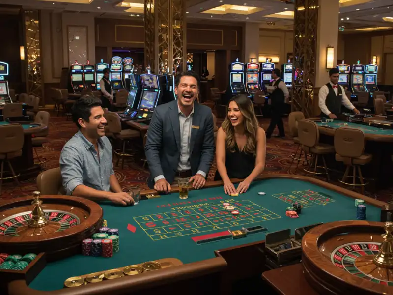 JILI Slot 777: Happy man enjoying roulette and poker games online