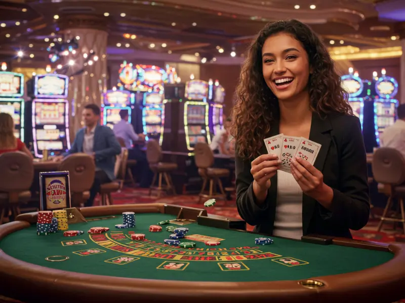 JILI Slot 777: Happy woman playing poker online