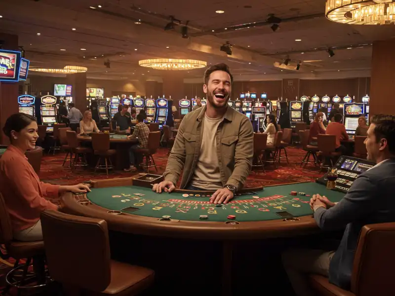 Happy man winning in a PH444 slots game