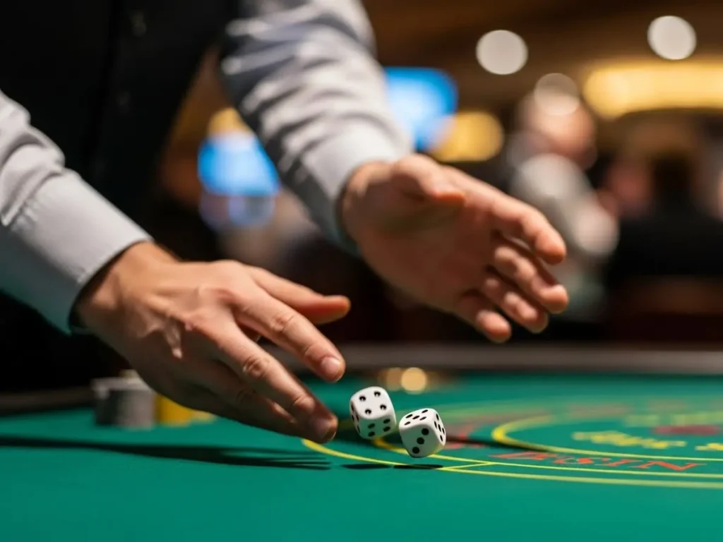 Casino dice gameplay by a player on an online gaming platform