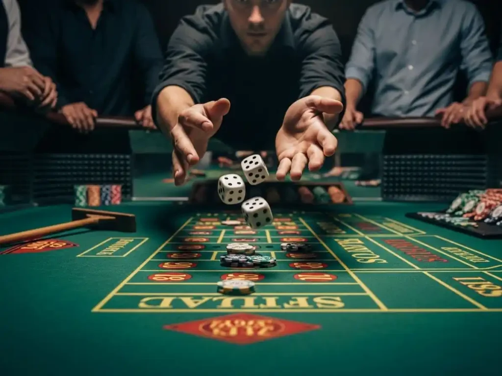 Online gaming experience with a player enjoying casino dice