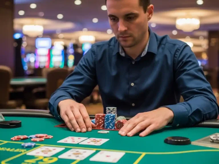 Person playing casino poker using a gaming account