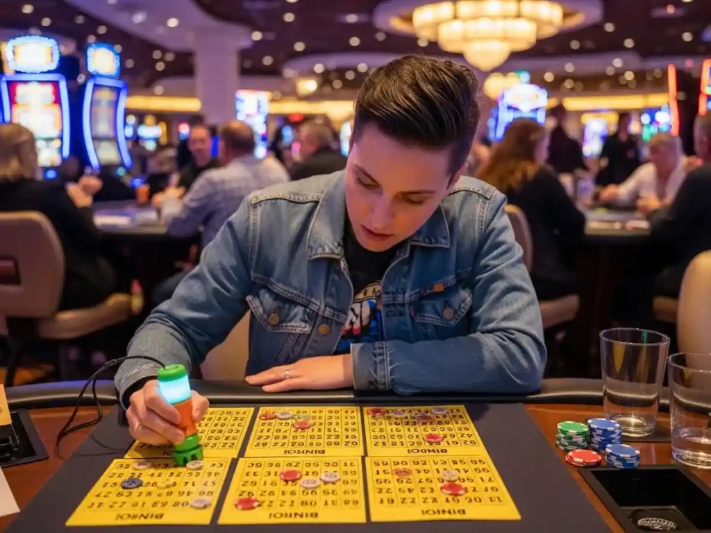 Player engaged in casino bingo using gaming tools
