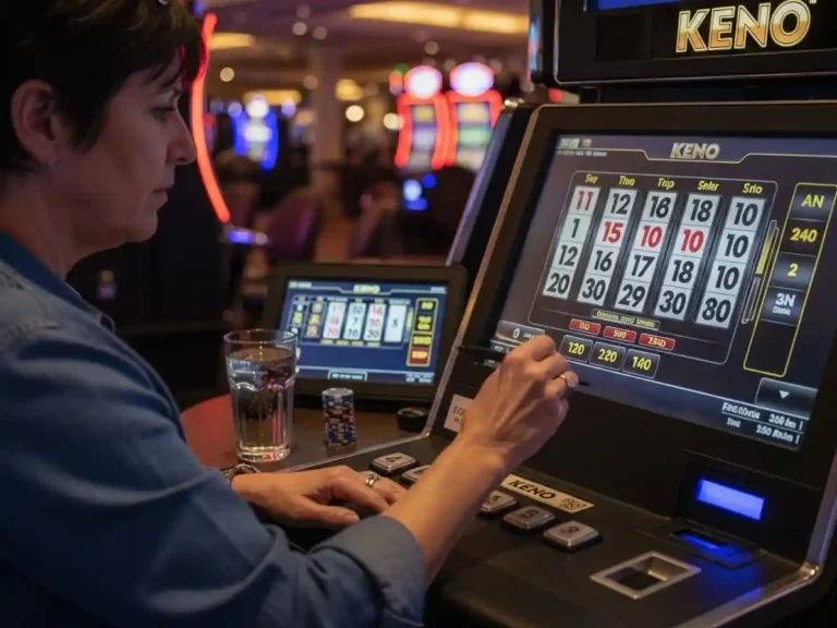 Person playing casino Keno using advanced gaming systems