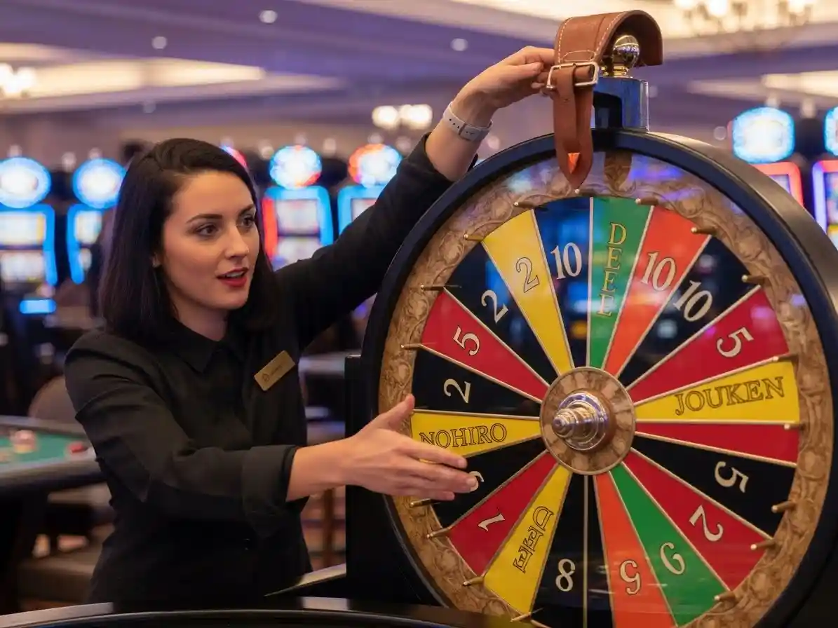 Person spinning the Big Six Wheel at 777 Pub Online Casino