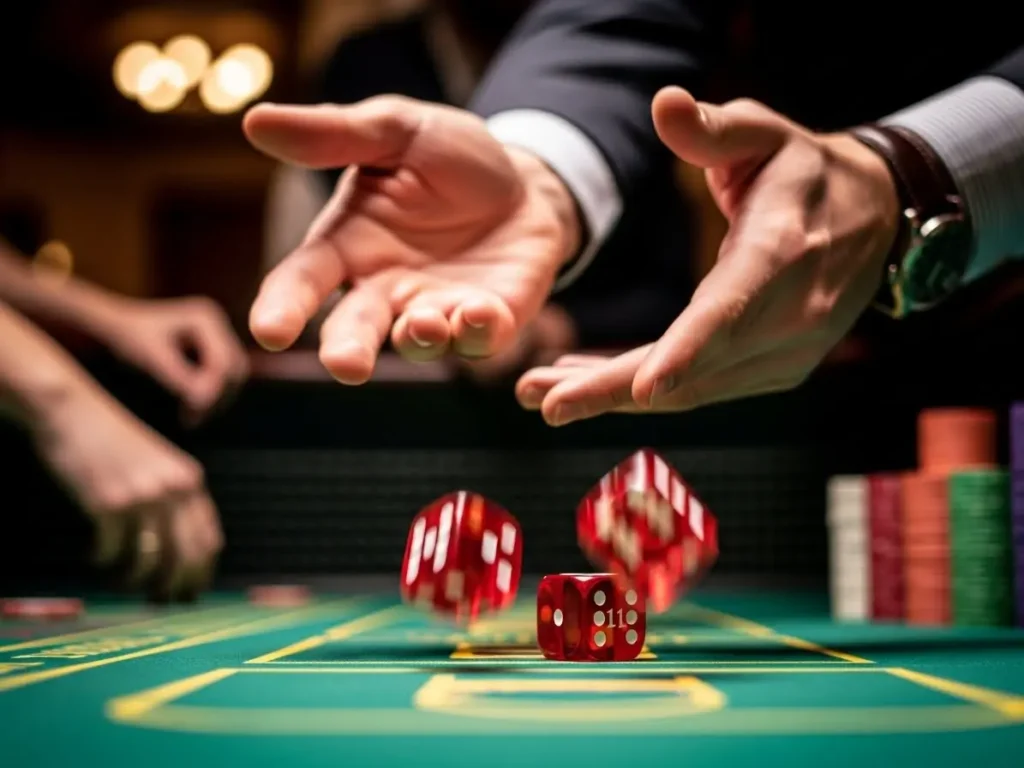 Focused player participating in a dice game at NuStar Online Casino