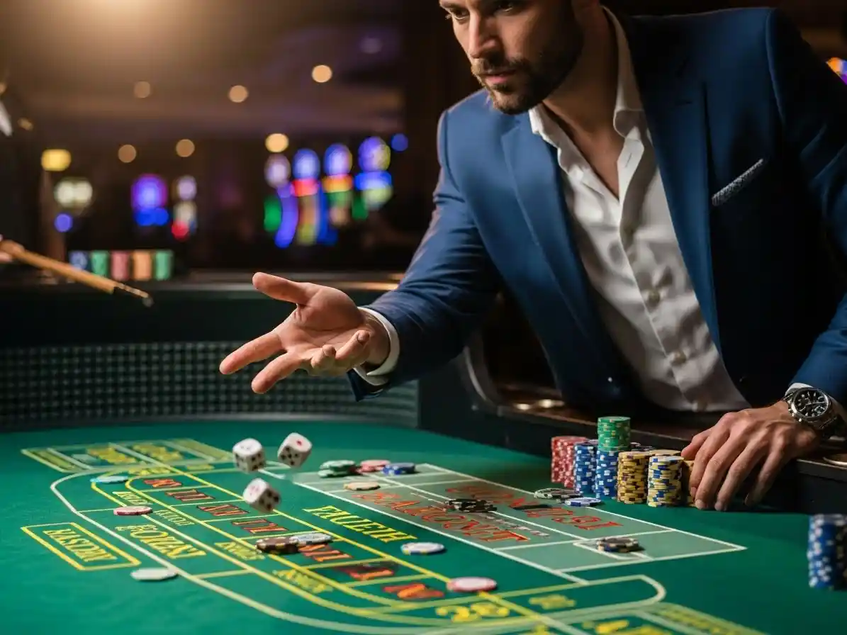 Person rolling dice at NuStar Online Casino