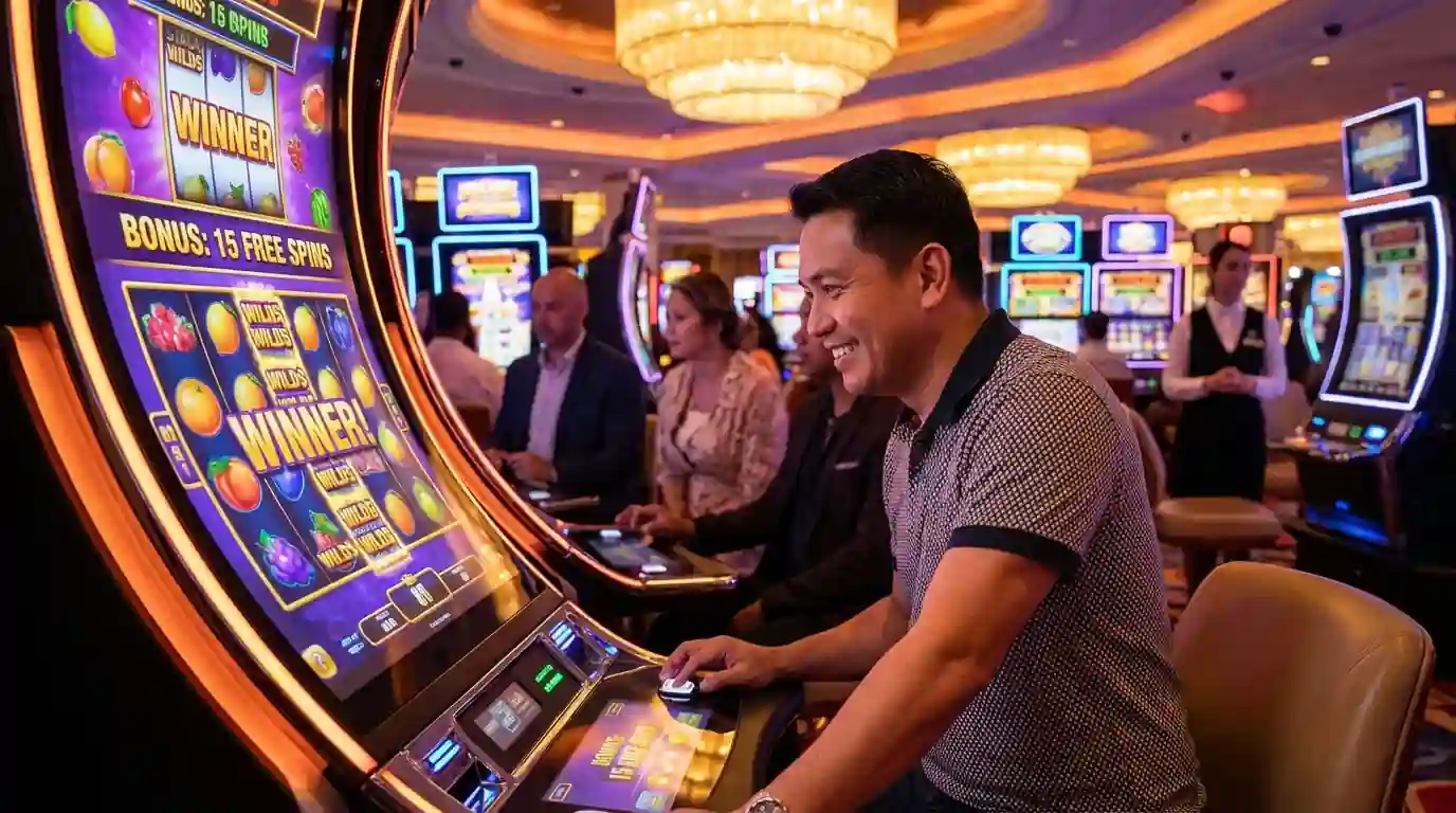 Filipino player enjoying online slotsph safely on a modern casino-style interface at PrimoGaming99.